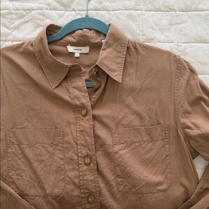 Vince Light Brown Button-Up Shirt- size L- EUC